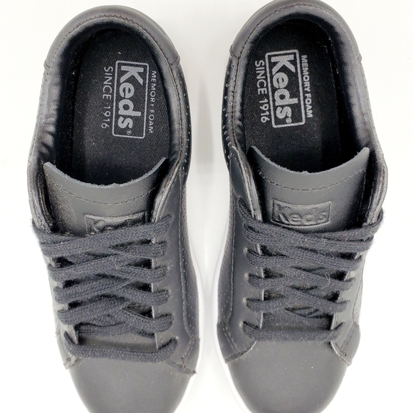 Keds Ace Black Leather Lace Up Sneakers for Girls or Boys! - Picture 5 of 6
